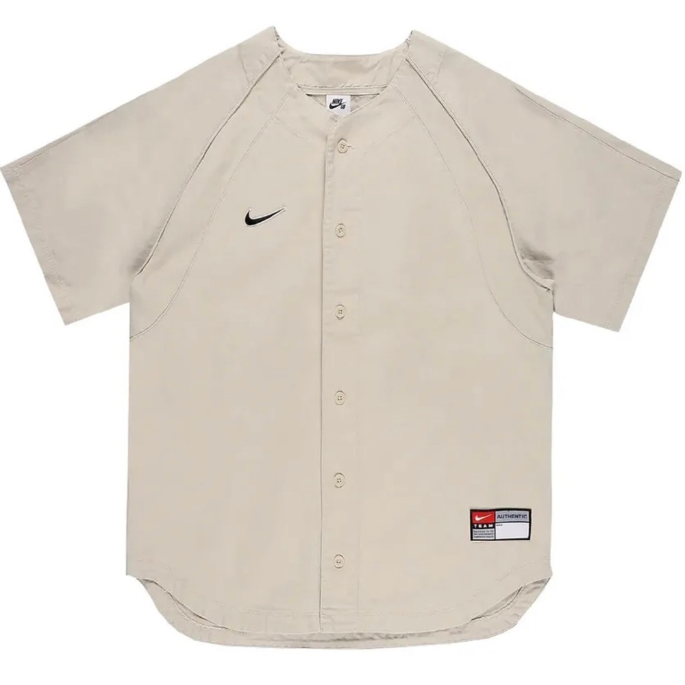 Nike SB Skate Baseball Jersey Woven Rattan White Mens DQ6282 206 - SIZE M New